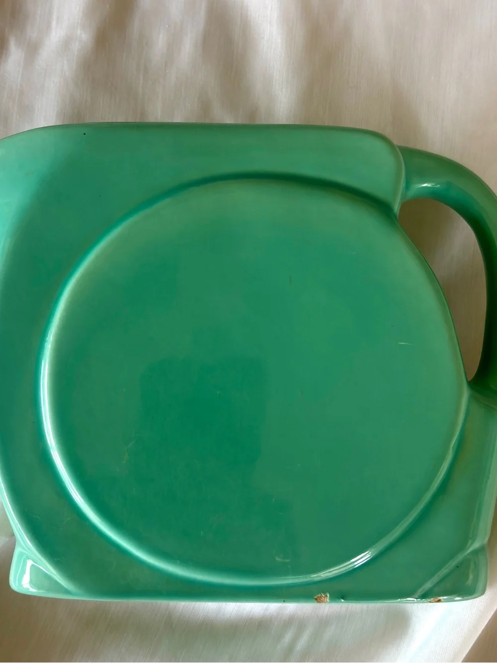 Vintage Pottery Art Deco Ceramic Water Pitcher - 1950s Mint Seafoam